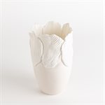 Petit vase effet fleur blanc sur blanc