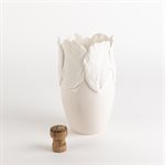 Petit vase effet fleur blanc sur blanc