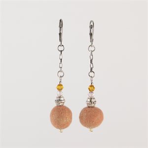 Felted Wool Ball Earring - Peach 