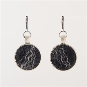 28 mm Round Felted Wool Earring - Black 