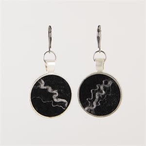 Boucle d'oreille en laine feutré ronde 28 mm - Noir 2