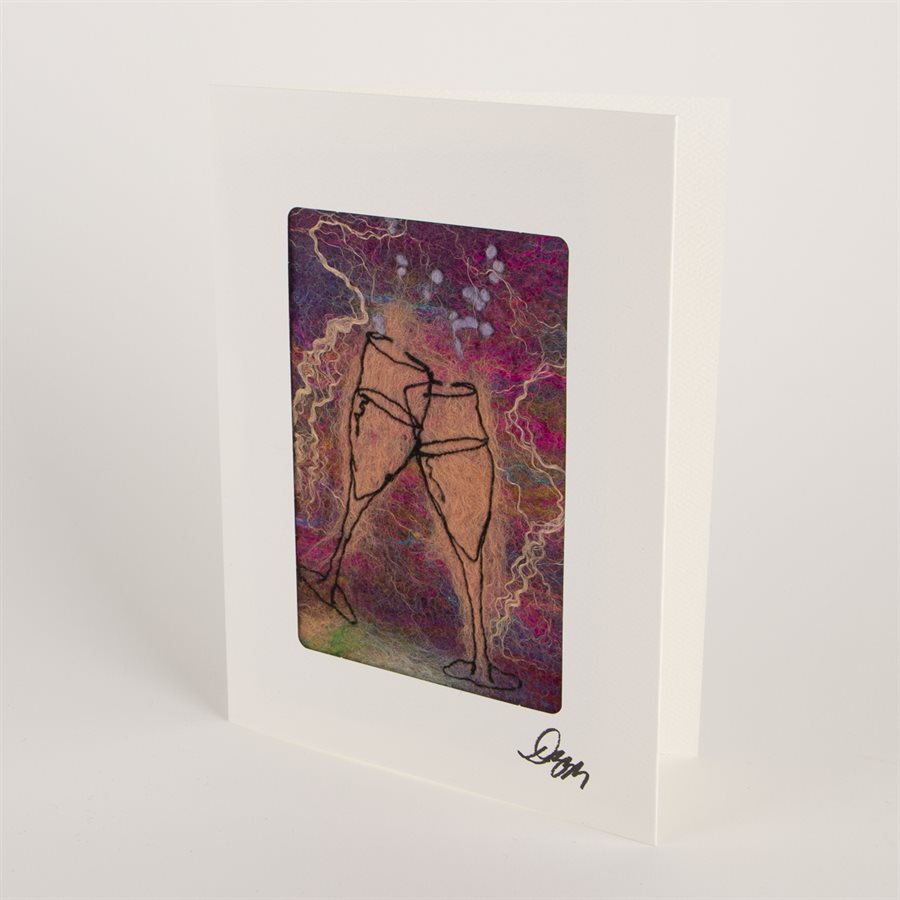 Felted Greeting Card - Champagne  Felted Greeting Card - Champagne