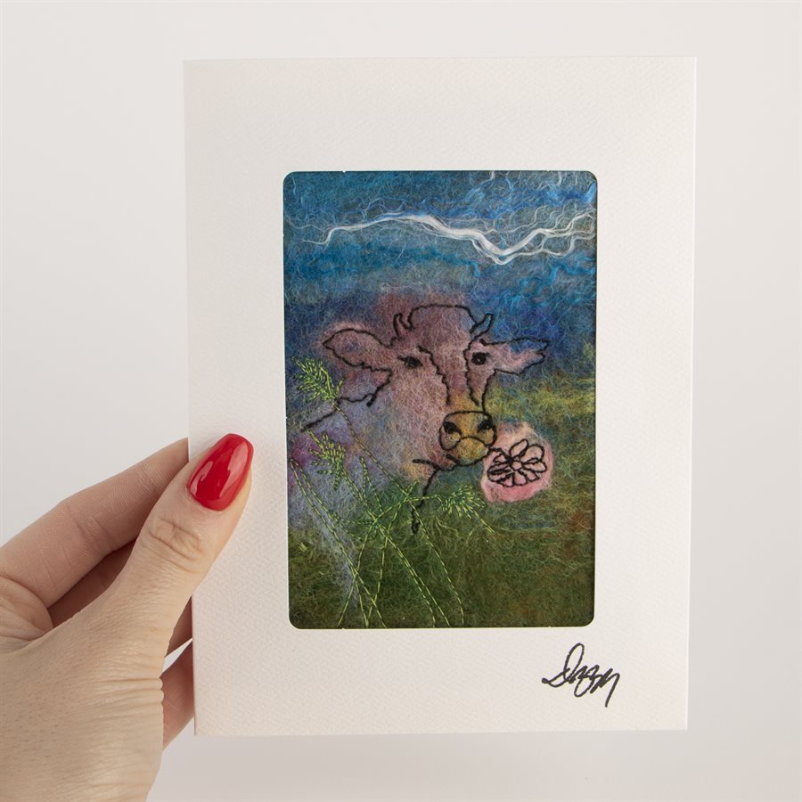 Carte de souhaits feutrée - Vache 1 Carte de souhaits feutrée - Vache 1