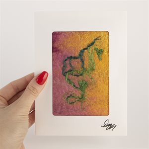 Carte de souhaits feutrée - Orange et rose 1