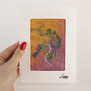Felted Greeting Card - Orange and Pink 