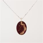 Felted Wool Oval Necklace - Burgundy 