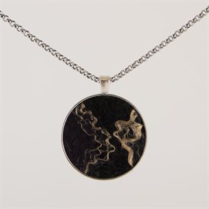 Large Round Felted Wool Necklace - Black 