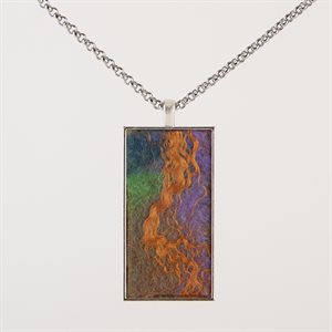 Collier grand rectangle en laine feutrée - Orange 1