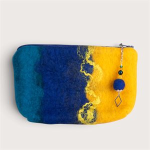 Small Felted Wool Pouch - Blue 