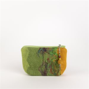 Petite pochette en laine feutrée - Verte 