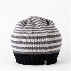 Bonnet en laine mérinos Noir et crème - 9 à 12 ans
