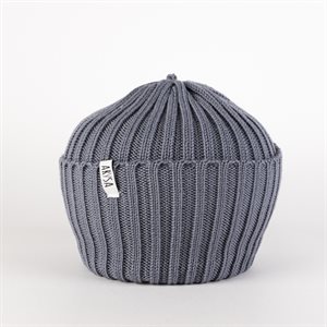 Bonnet mérinos côtelé - Argent - Adulte (taille unique)
