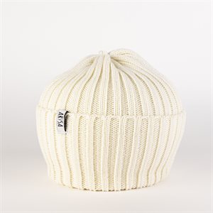 Bonnet côtelée en mérinos Blanc crème