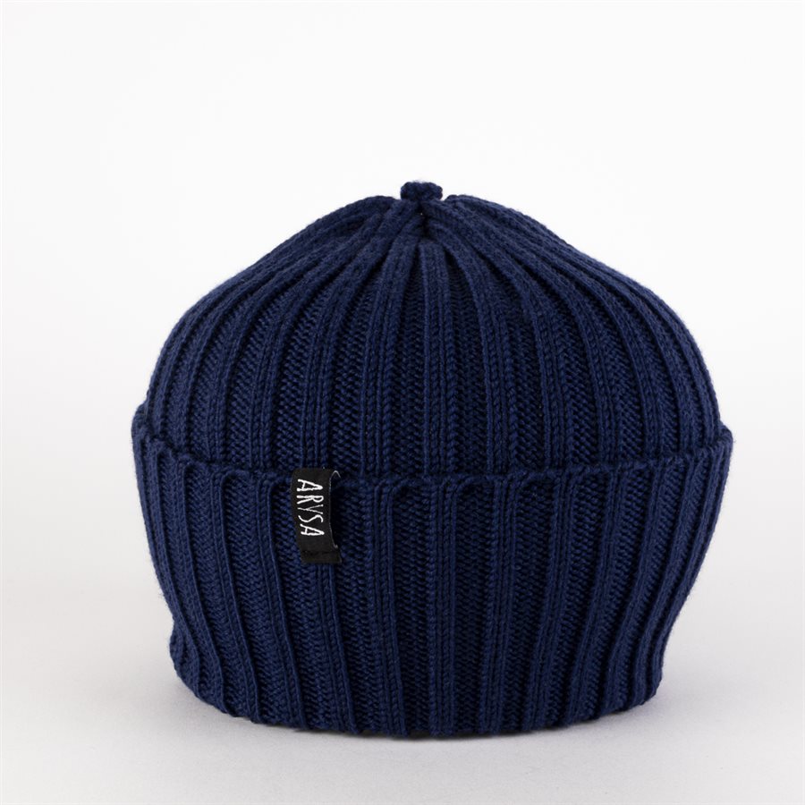 Bonnet mérinos côtelé - Marine - Adulte (taille unique) Bonnet mérinos côtelé - Marine - Adulte (taille unique)