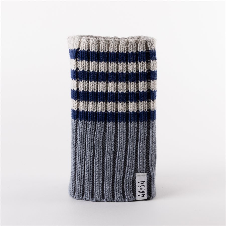 Cache-col mérinos - Argent, marine et gris - Adulte (taille unique) Cache-col mérinos - Argent, marine et gris - Adulte (taille unique)