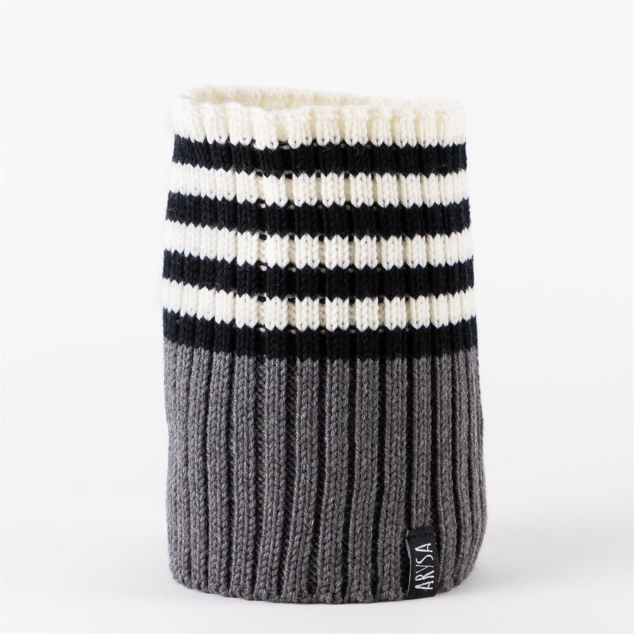 Cache-col mérinos - Nickel, noir et crème - Enfant (Taille unique)