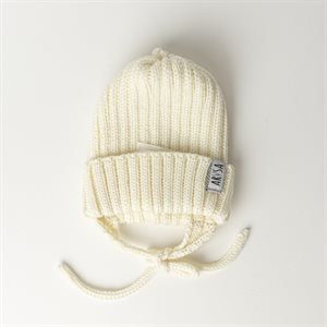 Merino wool earflap hat Cream white - 3 to 6 months
