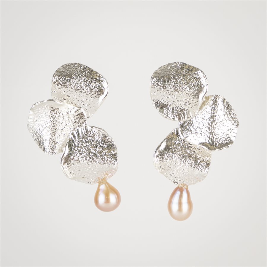 Boucle d'oreille ITIA - Argent et perle rose