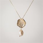 Fauve silver pendant - Gold plated and pink pearl