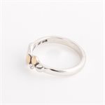 Silver ring adorned with gold, slim model with wave and foliage, size 7