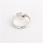 Silver ring adorned with gold, slim model with wave and foliage, size 7
