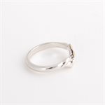 Silver ring adorned with gold, slim model with wave and foliage, size 7