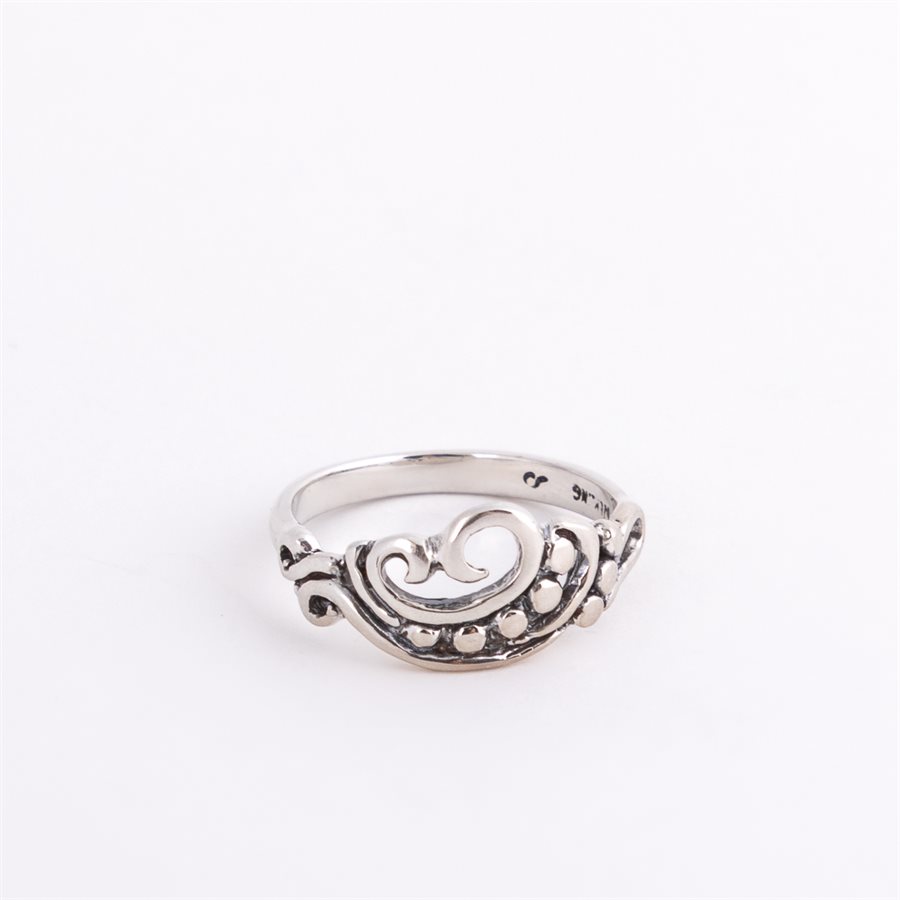 Silver ring, openwork spiral crown model, size 6¼