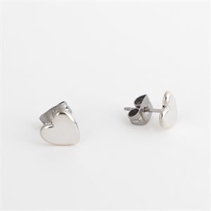 Boucle d'oreille en argent, modèle cœur sur clous