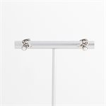 Boucle d'oreille en argent et perle, modèle petite spirale et feuillage