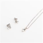 Boucle d'oreille en argent et perle, modèle petite spirale et feuillage