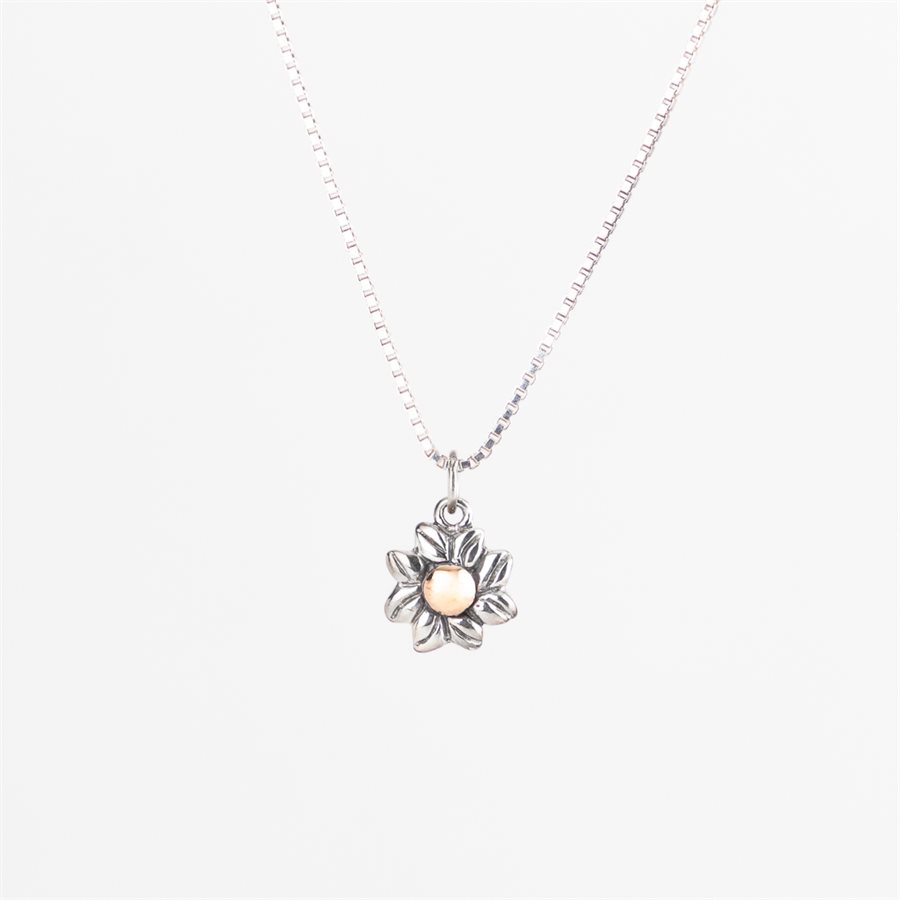 Pendentif en argent orné d'or, modèle fleur