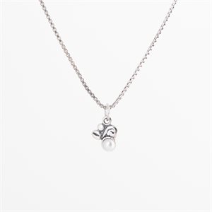 Silver and pearl pendant, small spiral and foliage model 