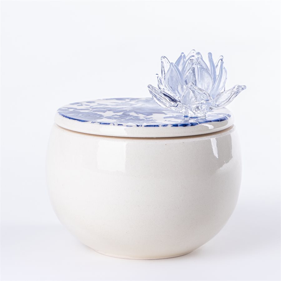 Ceramic secret box and glass ornament Ceramic secret box and glass ornament