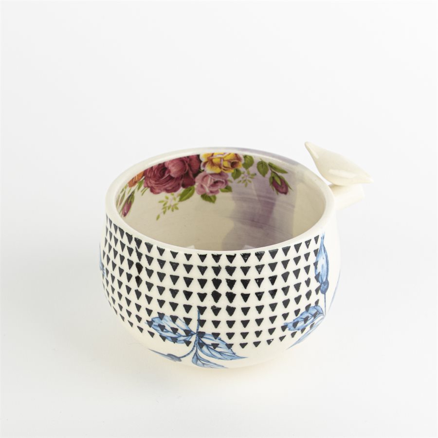 Small Rococo Bowl with 3D Bird Ornament #2 Small Rococo Bowl with 3D Bird Ornament #2