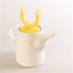 Ceramic teapot and glass ornaments