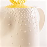 Ceramic teapot and glass ornaments