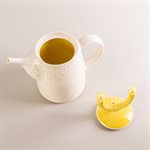 Ceramic teapot and glass ornaments