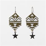 Boucle d'oreille unique en cuir sérigraphié 10