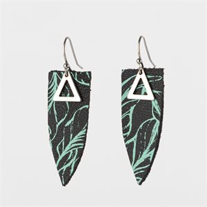 Unique screen-printed leather earring 13