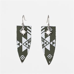 Unique screen-printed leather earring 18