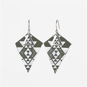Unique screen-printed leather earring 19