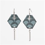 Boucle d'oreille unique en cuir sérigraphié 27 Boucle d'oreille unique en cuir sérigraphié 27