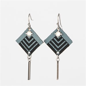 Unique screen-printed leather earring 2