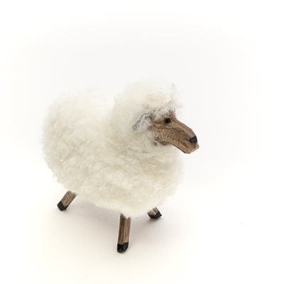 Mouton sculpté en bois et laine de mouton véritable Mouton sculpté en bois et laine de mouton véritable