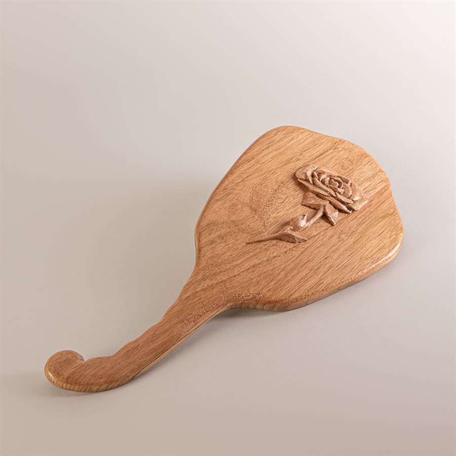 Miroir coiffeuse en noyer cendré sculpté, modèle rose Miroir coiffeuse en noyer cendré sculpté, modèle rose