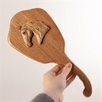 Dressing mirror in carved butternut, horse model