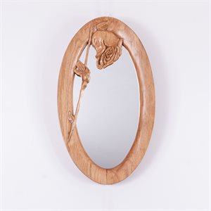 Oval mirror, carved wood frame