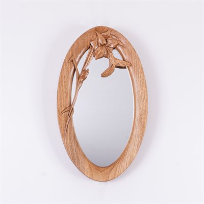 Miroir ovale en bois sculpté, modèle colibri Miroir ovale en bois sculpté, modèle colibri