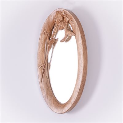 Miroir ovale en bois sculpté, modèle colibri Miroir ovale en bois sculpté, modèle colibri