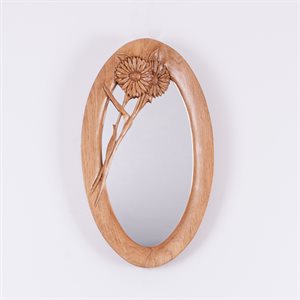Miroir ovale en bois sculpté